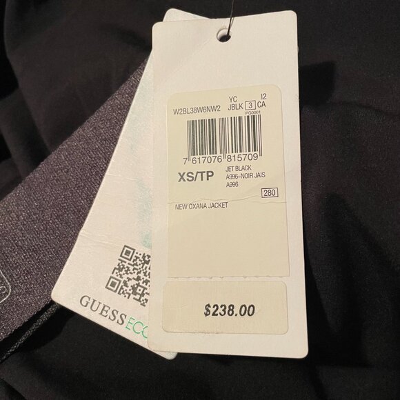 NWT Guess Women's Long Puffer Jacket for Winter with Hood Black - Picture 8 of 9
